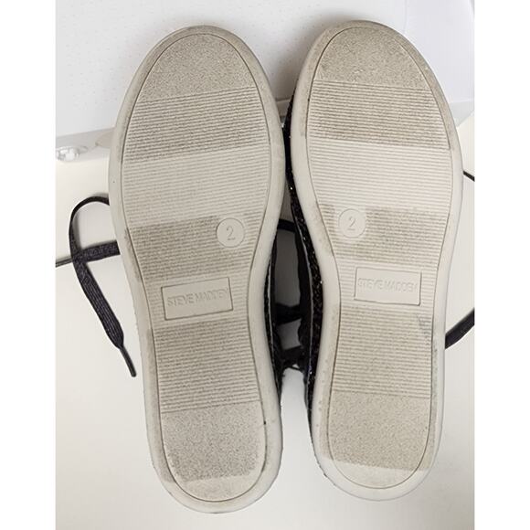 Steve Madden Girls JCarlson High-Top Sparkle Sole Silver Sneaker Size 2 - Picture 14 of 14